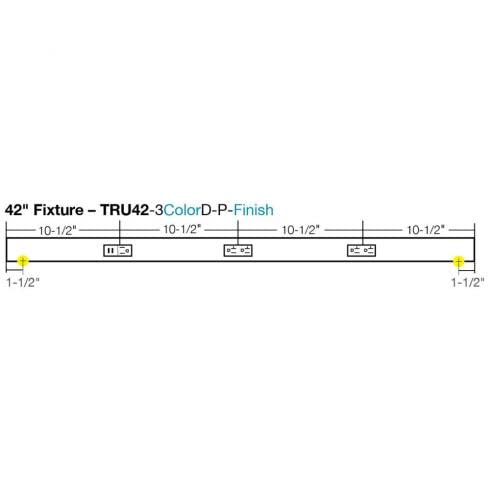 Task Lighting TRU42-3BD-P-BZ 42" TR USB Series Angle Power Strip with USB, Bronze Finish, Black Receptacles