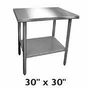 John Boos FBLG3030 Table,Stainless,Shelf,30"x30"