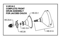 General Wire HE-51-5 Drum Front w/Flat Head Screws for Jacobs Chuck (HE-51-3) (Includes HE-51-A/B-2)