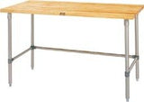 John Boos TNB17 Maple Top Work Table with Stainless Steel Base and Bracing, 96" Long x 36" Wide 2-1/4" Thick