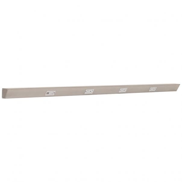 Task Lighting TRU60-4GD-P-SN 60" TR USB Series Angle Power Strip with USB, Satin Nickel Finish, Grey Receptacles