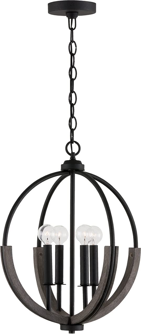 Capital Lighting 347642CK Clive 4 Light Pendant Carbon Grey and Black Iron