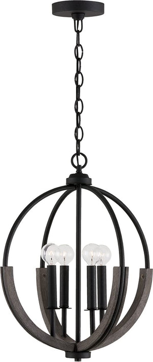 Capital Lighting 347642CK Clive 4 Light Pendant Carbon Grey and Black Iron