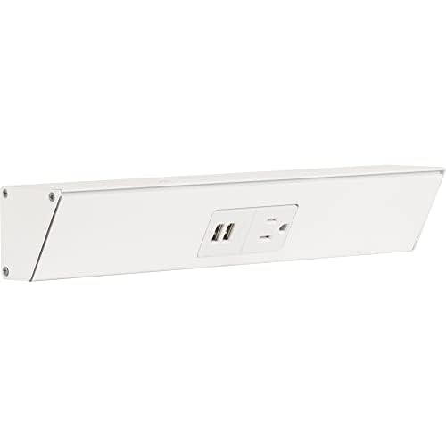 Task Lighting TRU12-1WD-P-WT 12" TR USB Series Angle Power Strip with USB, White Finish, White Receptacles