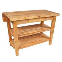 John Boos KIB03-BS Kitchen Island Bar w/Drop Leaf - 48" W x 38" D, Basil Green Base