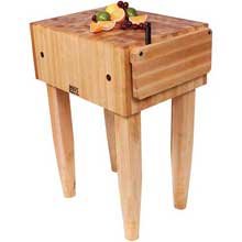 John Boos PCA1-C-BN Cream Finish Maple Butcher Block with Casters and Barn Red Legs, 18 x18 x 10 inch - 1 Each. PCA BLOCK 18X18X10 W/HOLDER&CAS CRM