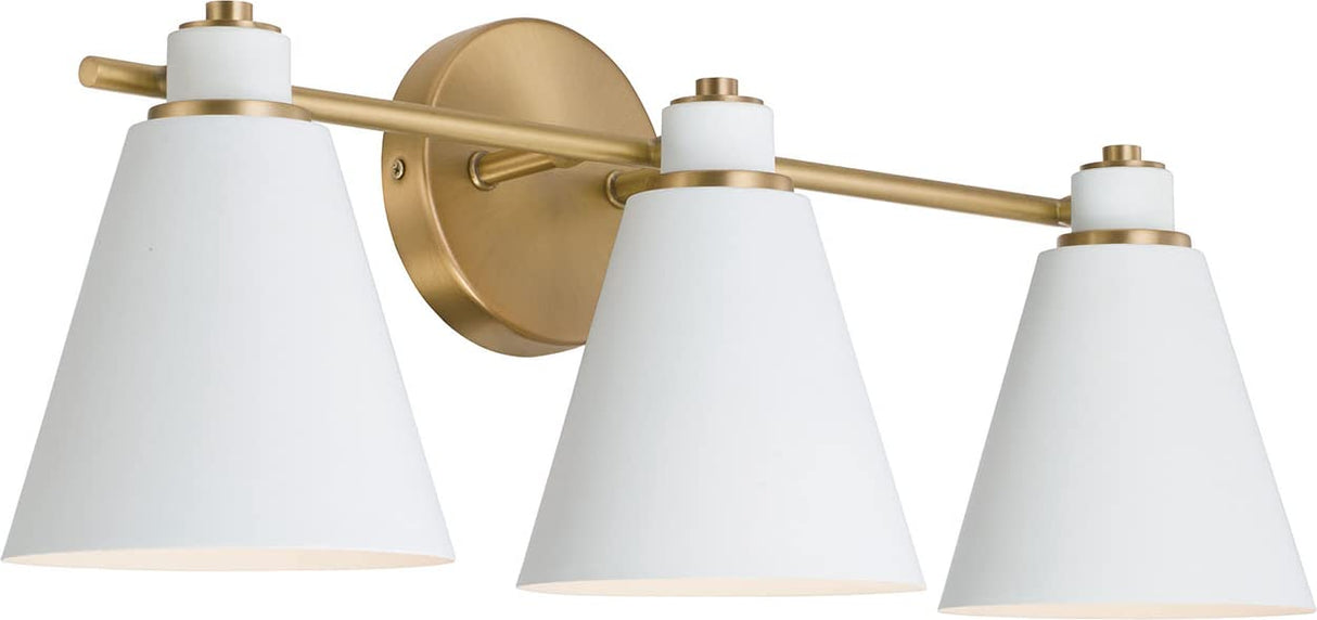 Capital Lighting 150131AW Bradley 3 Light Vanity Aged Brass and White