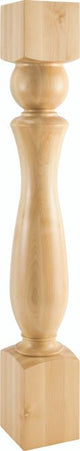 Hardware Resources P81-5-RW 5" W x 5" D x 35-1/2" H Rubberwood Sphere Turned Post