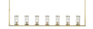 Alora LP309007NBCG REVOLVE LINEAR PENDANT 7 LIGHT NATURAL BRASS CLEAR GLASS
