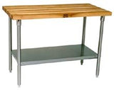 John Boos HNS11 Maple Top Work Table w/ galvanized base and shelf - 72 inch x 30 inchx 36