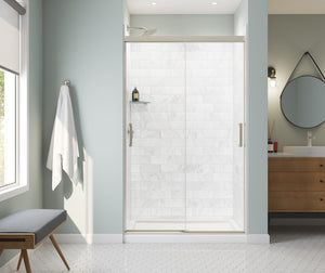 MAAX 135334-900-305-000 Incognito 76 44-47 x 76 in. 8mm Bypass Shower Door for Alcove Installation with Clear glass in Brushed Nickel