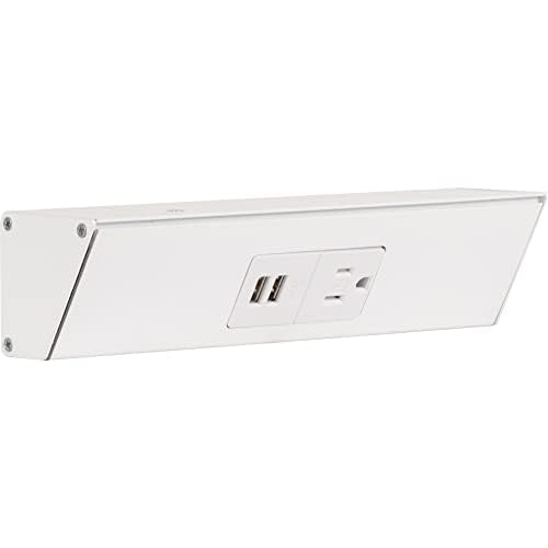 Task Lighting TRU9-1WD-P-WT 9" TR USB Series Angle Power Strip with USB, White Finish, White Receptacles