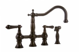 Canterbury Straight Double Handle Widespread Bridge Faucet with Side Spray Finish: Polished Chrome, Handle Type: LM34 Metal Lever Handles