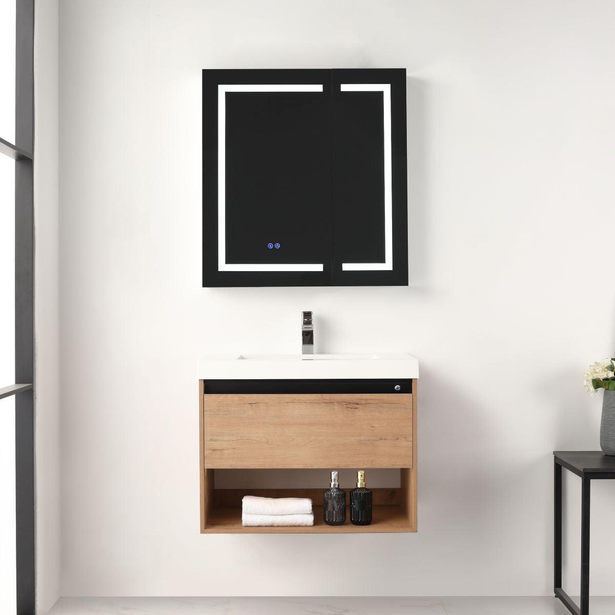 Blossom Bergen 30" Vanity with Dual LED Illumination - Adjustable Lighting and Sleek Storage Design