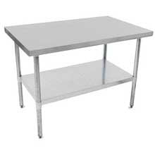 John Boos FBLG3630 E Series Stainless Steel 430 Budget Work Table, Adjustable Undershelf, Flat Top, Galvanized Legs, 35.75