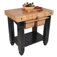 John Boos CU-GB3624-SG Gathering Block II - 36"W x24"D End-Grain Butcher Block, 2 Basket Drawers, Slate Gray Base