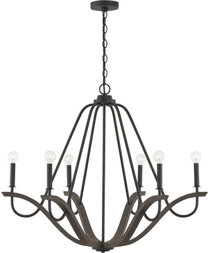 Capital Lighting 447661CK Clive 6 Light Chandelier Carbon Grey and Black Iron