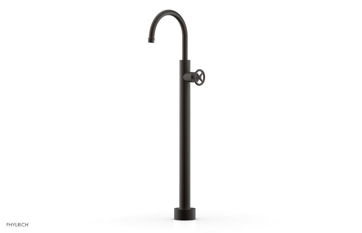 Phylrich 220-44-02-10B WORKS Tall Floor Mount Tub Filler - Cross Handle 220-44-02 - Oil Rubbed Bronze