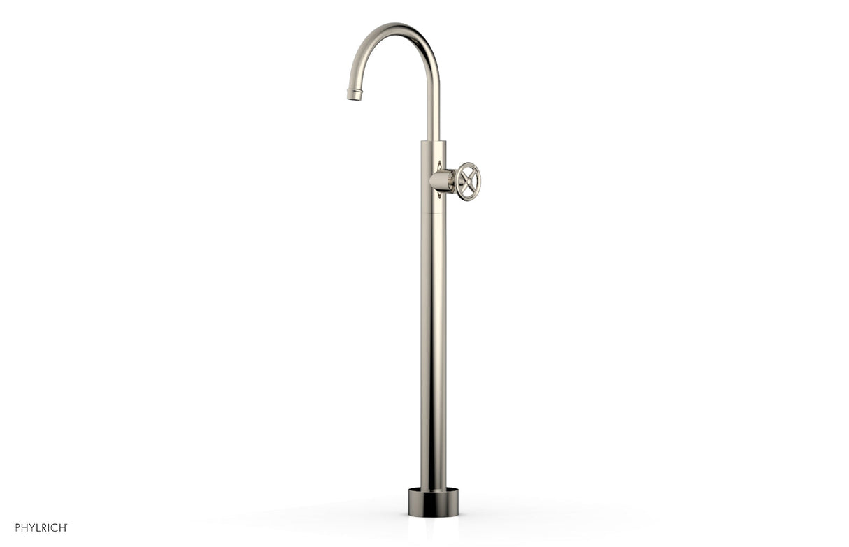 Phylrich 220-44-02-014 WORKS Tall Floor Mount Tub Filler - Cross Handle 220-44-02 - Polished Nickel