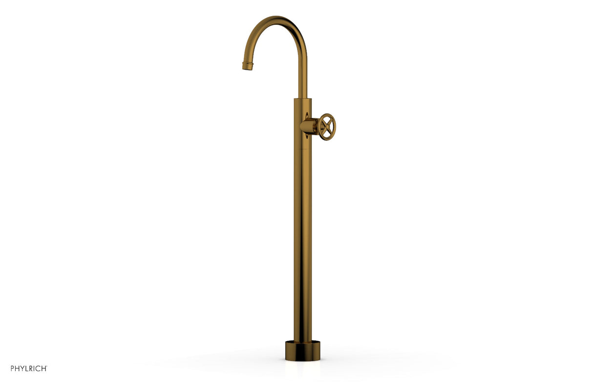 Phylrich 220-44-02-002 WORKS Tall Floor Mount Tub Filler - Cross Handle 220-44-02 - French Brass