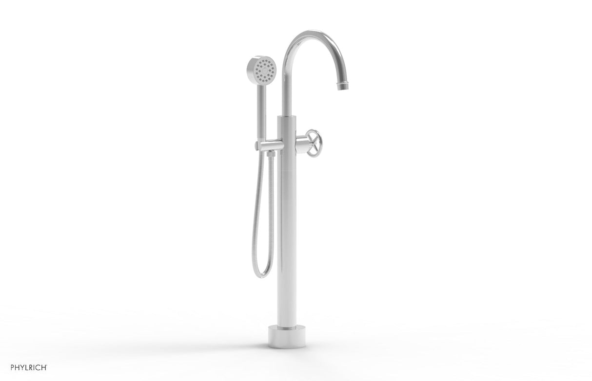 Phylrich 220-44-03-026 WORKS Low Floor Mount Tub Filler - Cross Handle with Hand Shower  220-44-03