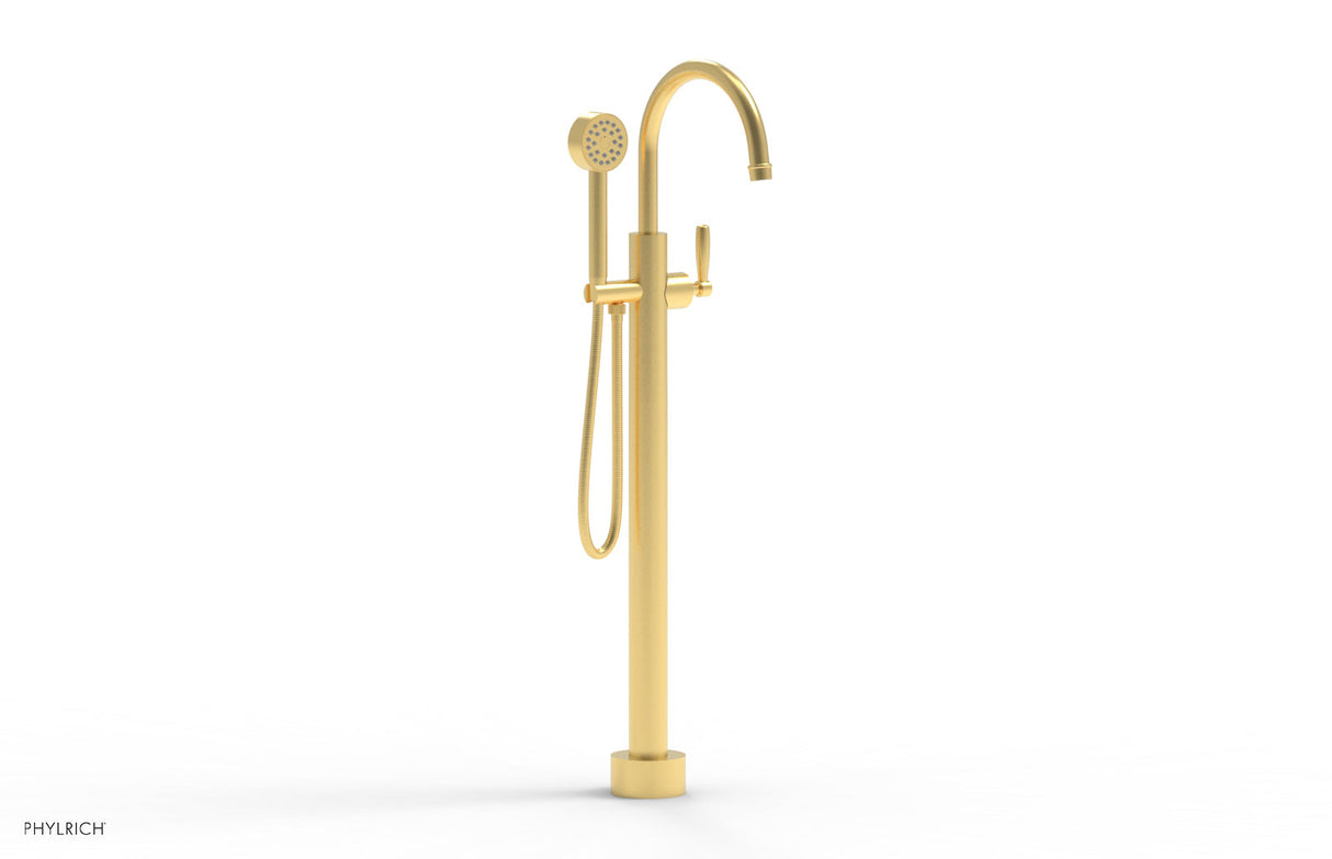 Phylrich 220-45-01-24B WORKS Tall Floor Mount Tub Filler - Lever Handle with Hand Shower  220-45-01 - Burnished Gold