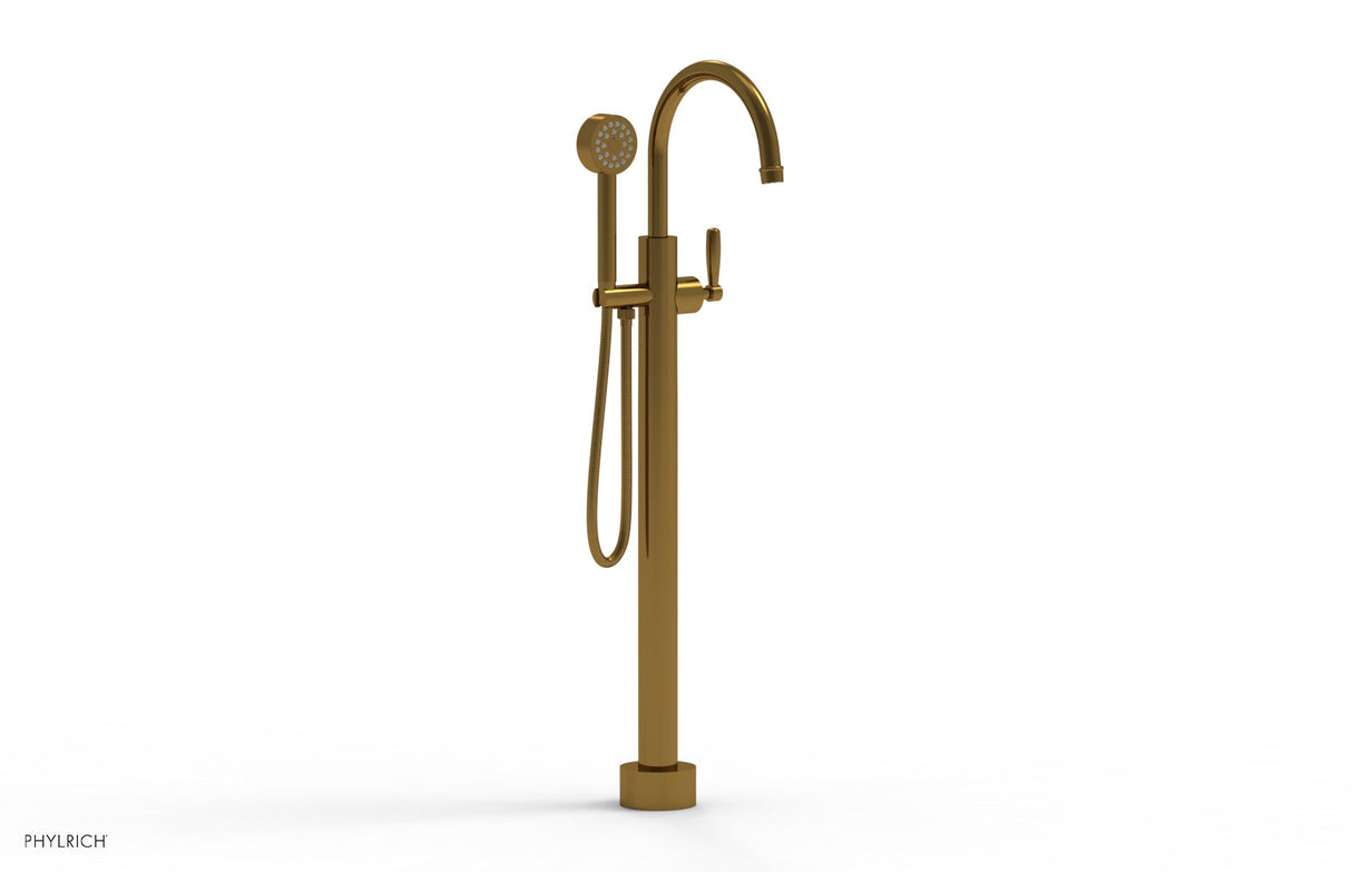 Phylrich 220-45-01-002 WORKS Tall Floor Mount Tub Filler - Lever Handle with Hand Shower  220-45-01 - French Brass