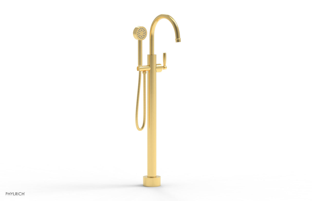 Phylrich 220-45-01-024 WORKS Tall Floor Mount Tub Filler - Lever Handle with Hand Shower  220-45-01 - Satin Gold