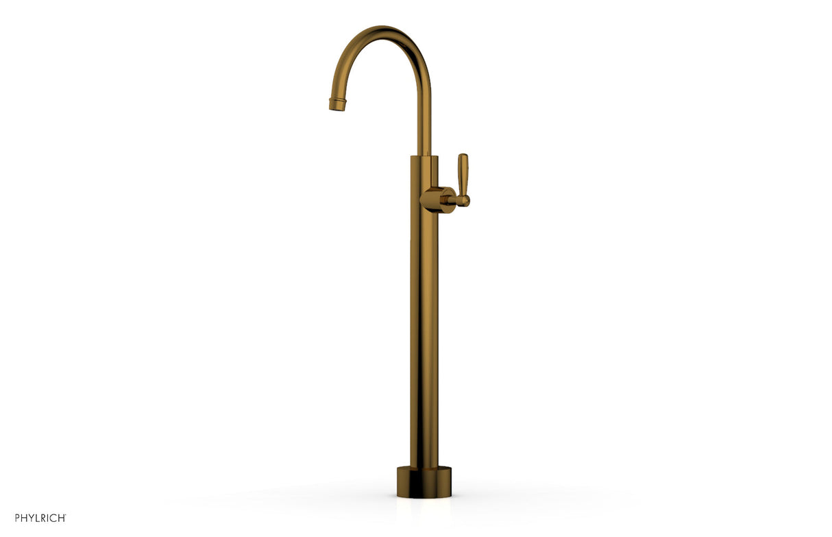 Phylrich 220-45-04-002 WORKS Low Floor Mount Tub Filler - Lever Handle 220-45-04 - French Brass