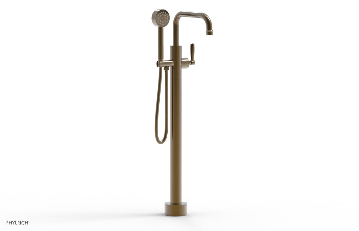 Phylrich 220-47-01-047 WORKS Tall Floor Mount Tub Filler - Lever Handle with Hand Shower  220-47-01 - Antique Brass