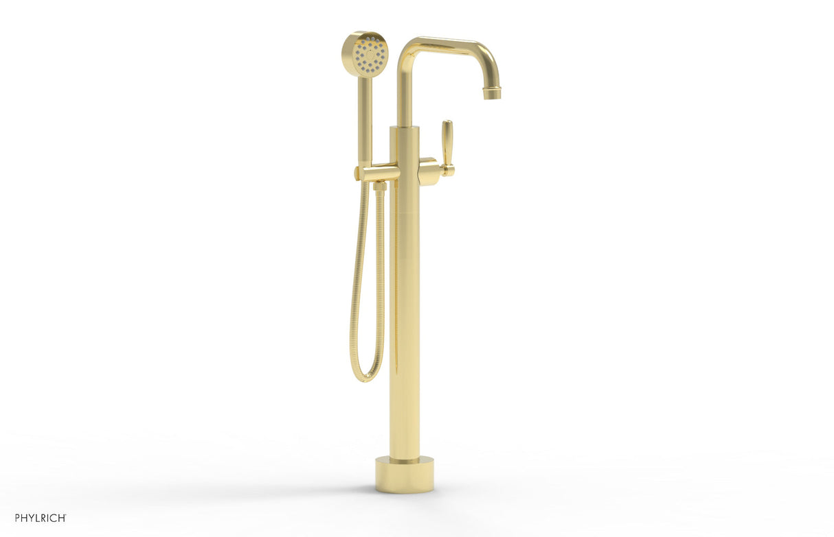 Phylrich 220-47-03-003 WORKS Low Floor Mount Tub Filler - Lever Handle with Hand Shower  220-47-03 - Polished Brass