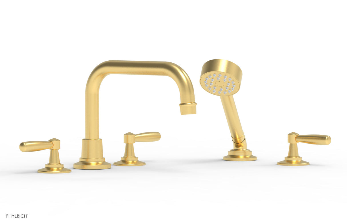 Phylrich 220-51-24B WORKS Deck Tub Set with Hand Shower - Lever Handles 220-51 - Burnished Gold