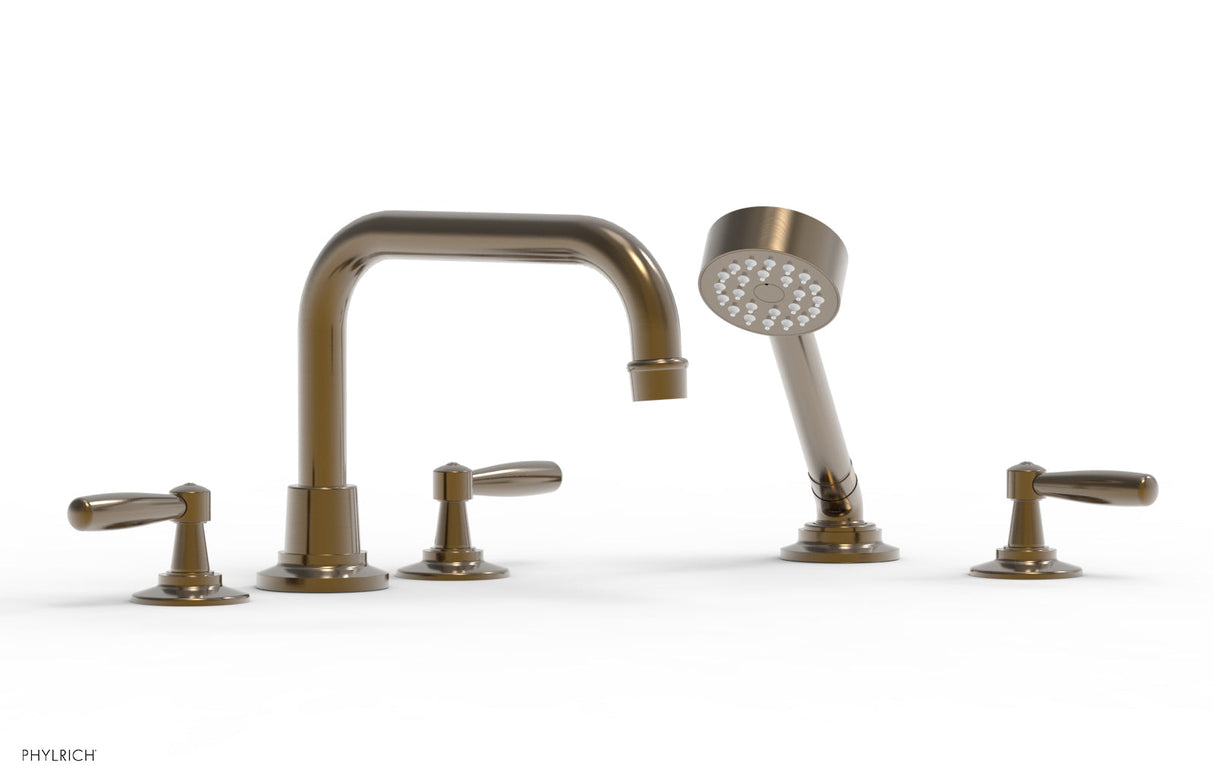 Phylrich 220-51-047 WORKS Deck Tub Set with Hand Shower - Lever Handles 220-51 - Antique Brass