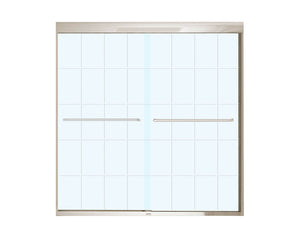 MAAX 134573-963-305-000 Kameleon 55-59 x 57 in. 8 mm Bypass Tub Door for Alcove Installation with French Door glass in Brushed Nickel