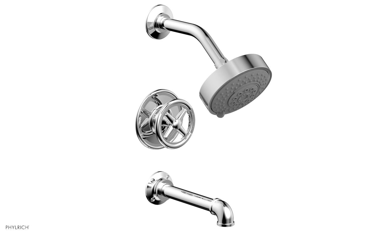 Phylrich 221-26-026 WORKS 2 Pressure Balance Tub and Shower Set - Cross Handle 221-26