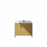 New England Home Goods 42" Modern Quartz Top Natural Wood Vanity