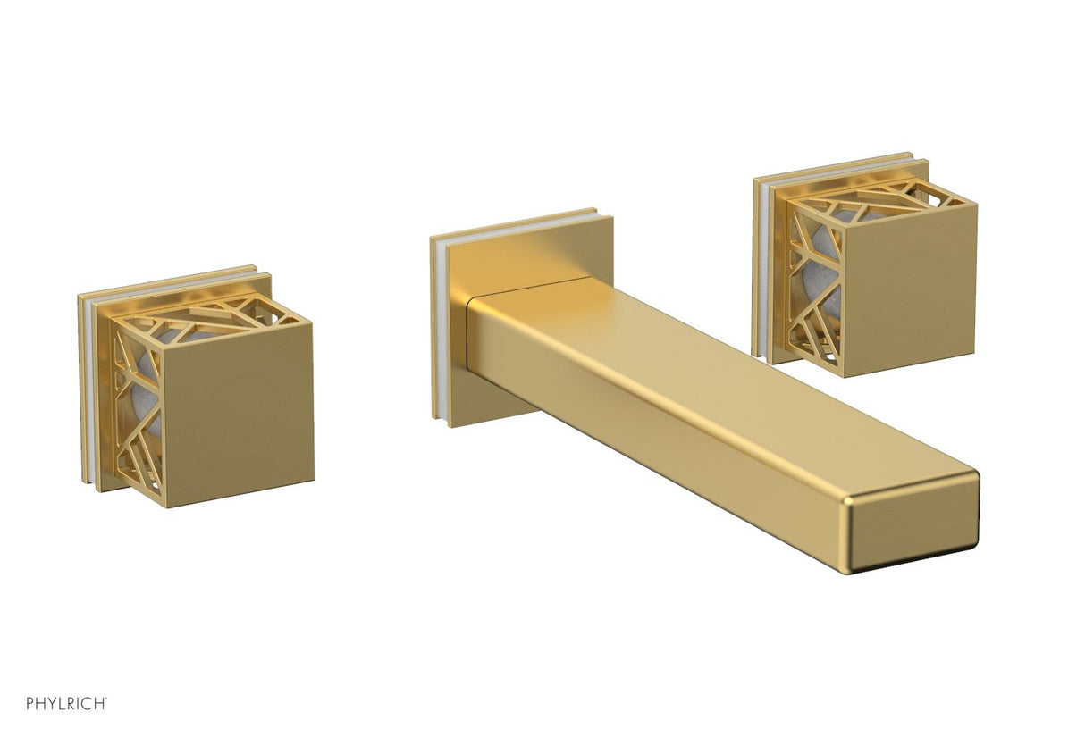 Phylrich 222-57-24BX051 JOLIE Wall Tub Set - Square Handles with "White" Accents 222-57 - Burnished Gold