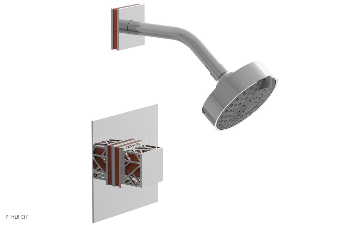 Phylrich 222-22-026X042 JOLIE Pressure Balance Shower Set - Square Handle with "Orange" Accents 222-22