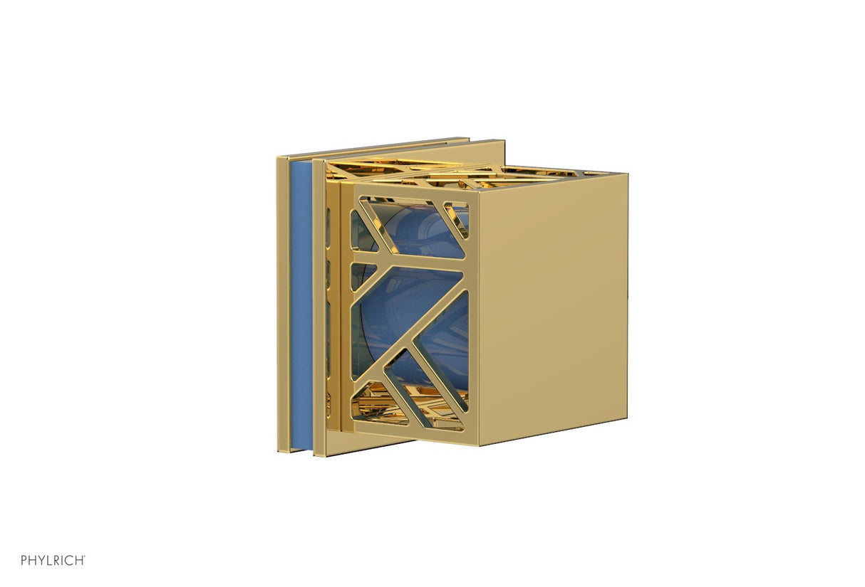Phylrich 222-36-025X043 JOLIE Volume Control/Diverter Trim - Square Handle with "Light Blue" Accents 222-36 - Polished Gold