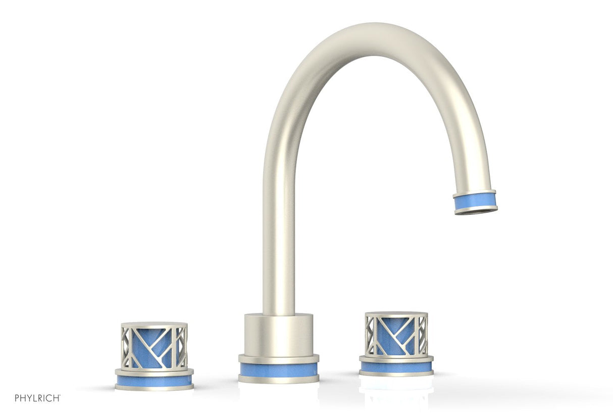 Phylrich 222-40-15BX043 JOLIE Deck Tub Set - Round Handles with "Light Blue" Accents 222-40 - Burnished Nickel
