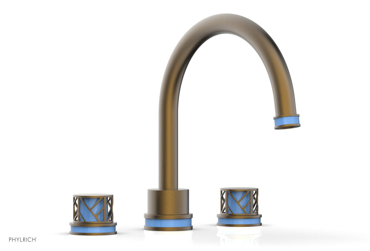 Phylrich 222-40-OEBX043 JOLIE Deck Tub Set - Round Handles with "Light Blue" Accents 222-40 - Old English Brass
