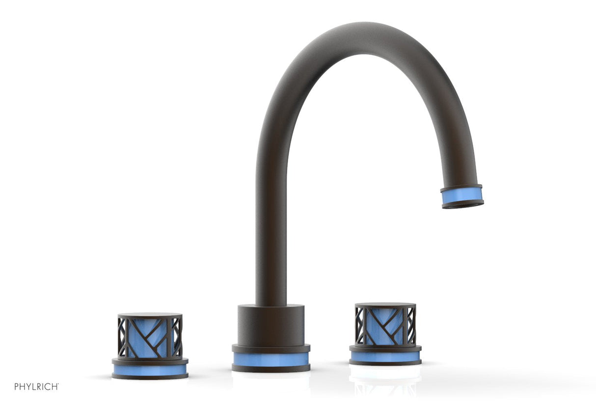 Phylrich 222-40-10BX043 JOLIE Deck Tub Set - Round Handles with "Light Blue" Accents 222-40 - Oil Rubbed Bronze