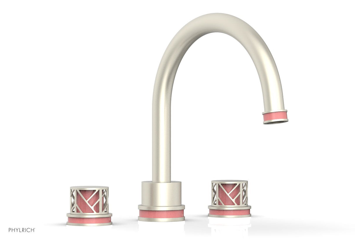 Phylrich 222-40-15BX045 JOLIE Deck Tub Set - Round Handles with "Pink" Accents 222-40 - Burnished Nickel