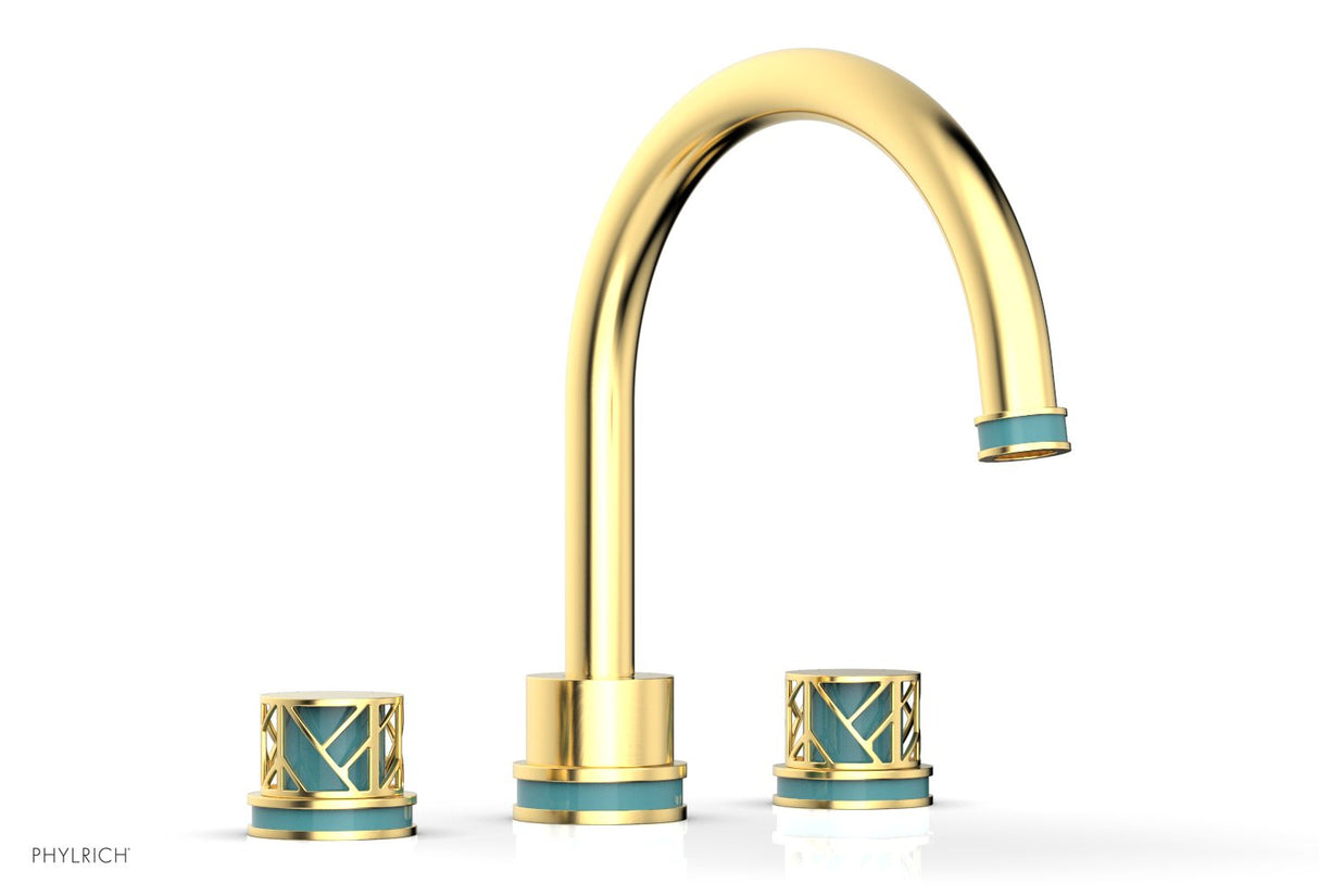 Phylrich 222-40-024X049 JOLIE Deck Tub Set - Round Handles with "Turquoise" Accents 222-40 - Satin Gold