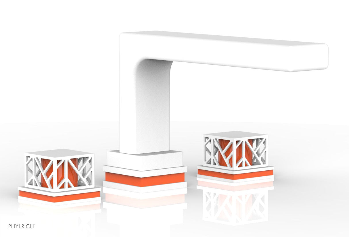 Phylrich 222-41-050X042 JOLIE Deck Tub Set - Square Handles with "Orange" Accents 222-41 - Satin White