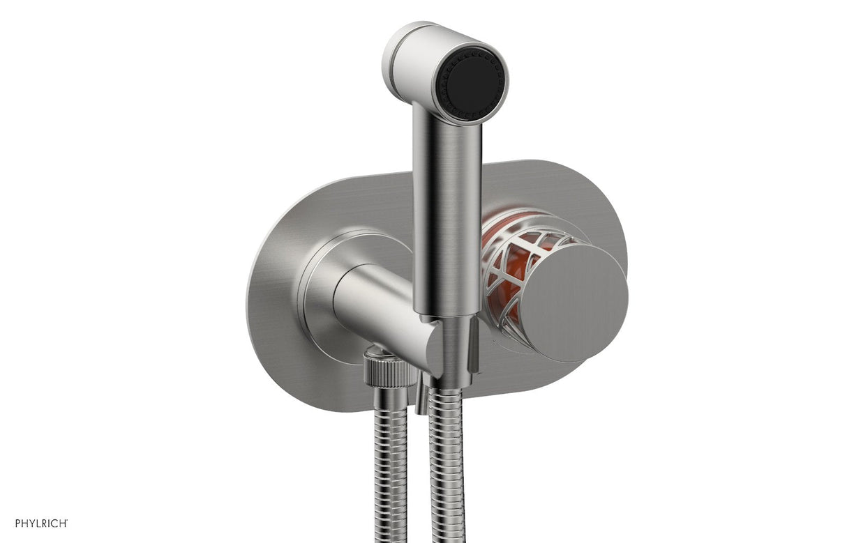 Phylrich 222-64-26DX042 JOLIE Wall Mounted Bidet, Round Handle with "Orange" Accents 222-64 - Satin Chrome