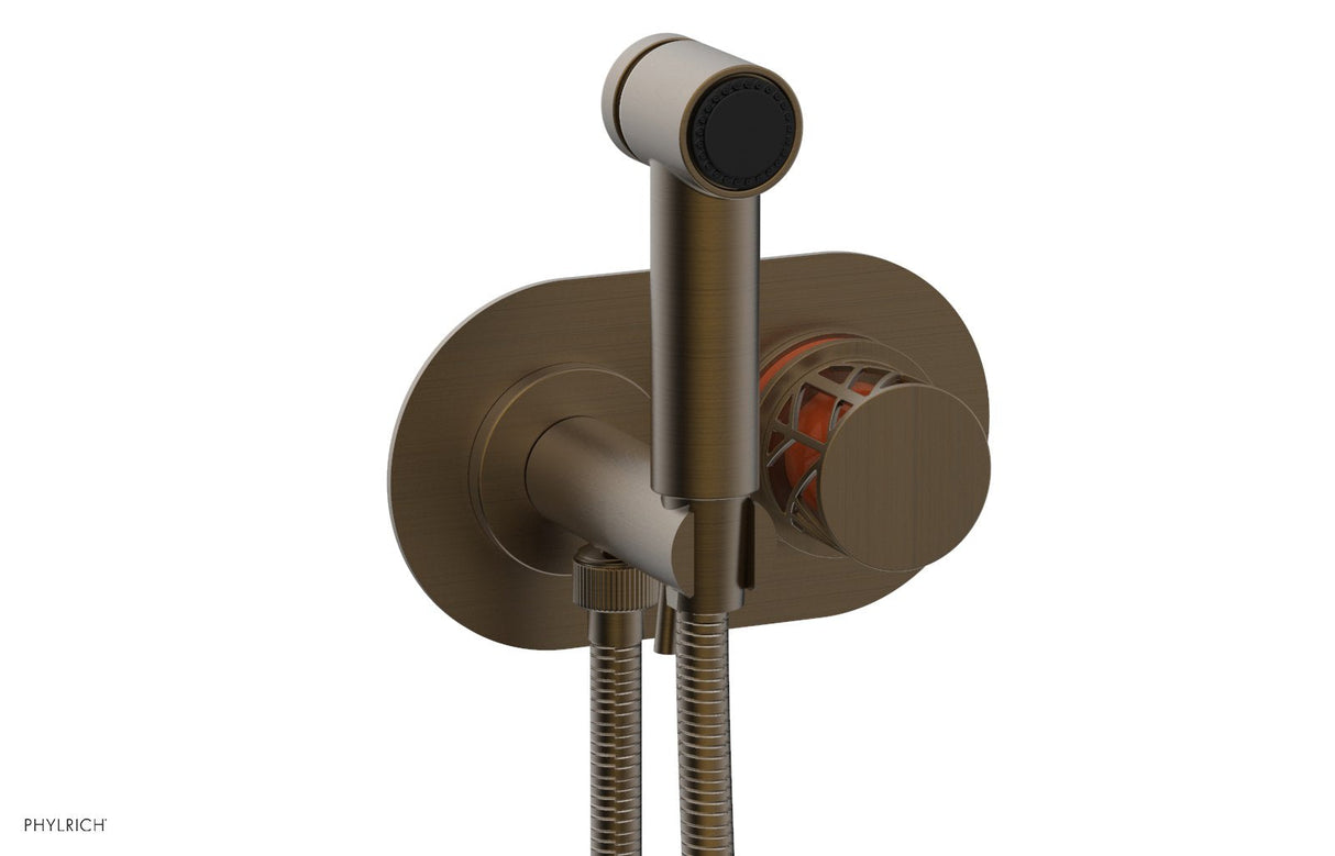 Phylrich 222-64-OEBX042 JOLIE Wall Mounted Bidet, Round Handle with "Orange" Accents 222-64 - Old English Brass