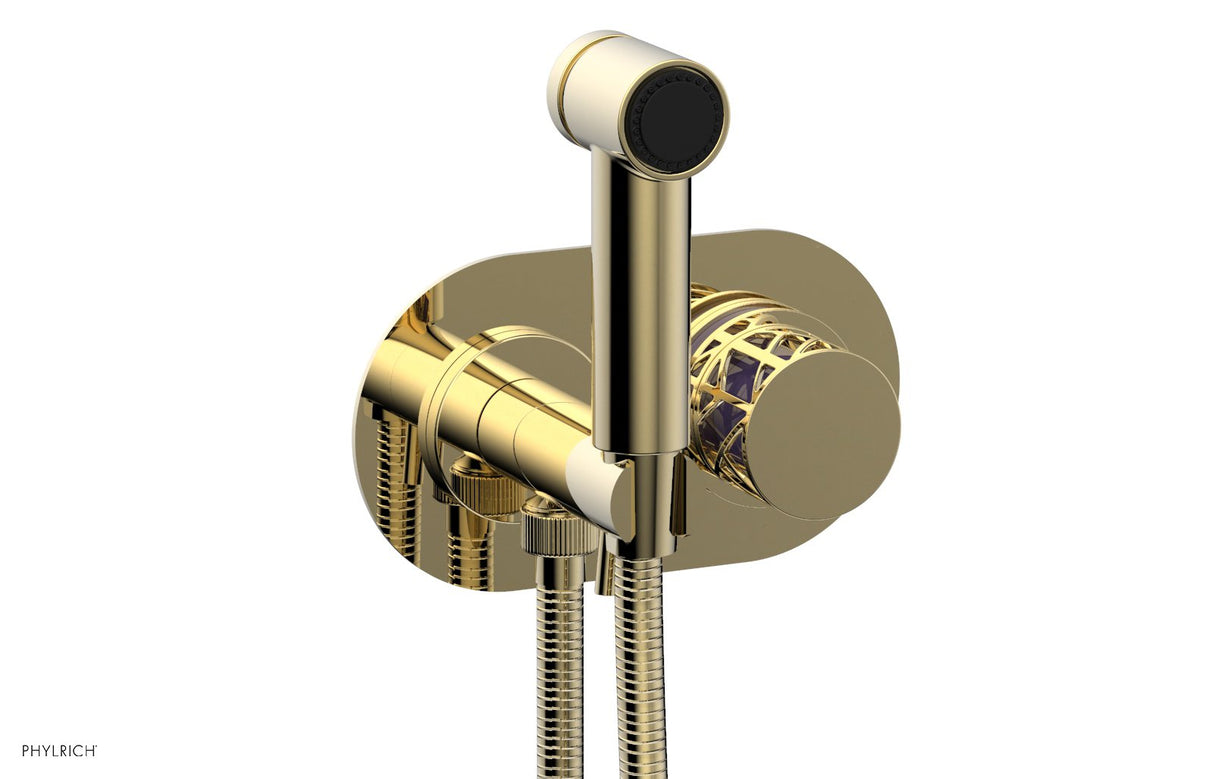 Phylrich 222-64-03UX046 JOLIE Wall Mounted Bidet, Round Handle with "Purple" Accents 222-64 - Polished Brass Uncoated