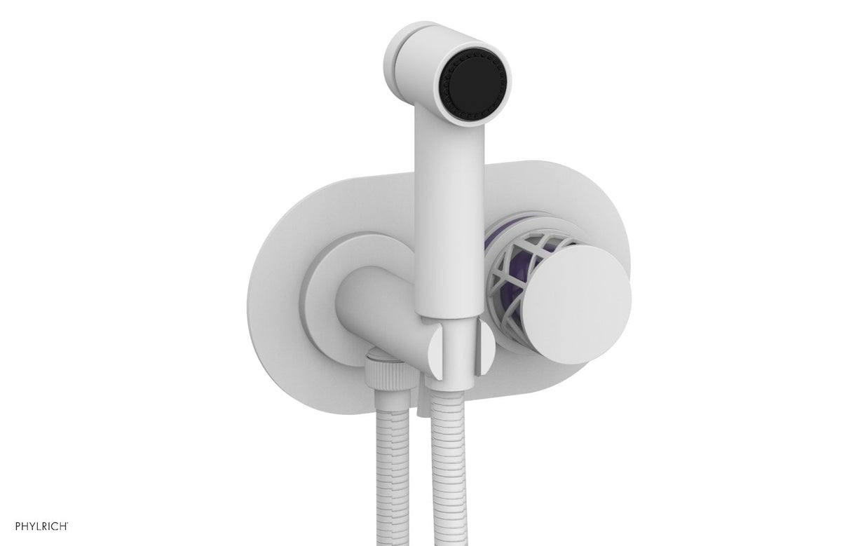 Phylrich 222-64-050X046 JOLIE Wall Mounted Bidet, Round Handle with "Purple" Accents 222-64 - Satin White