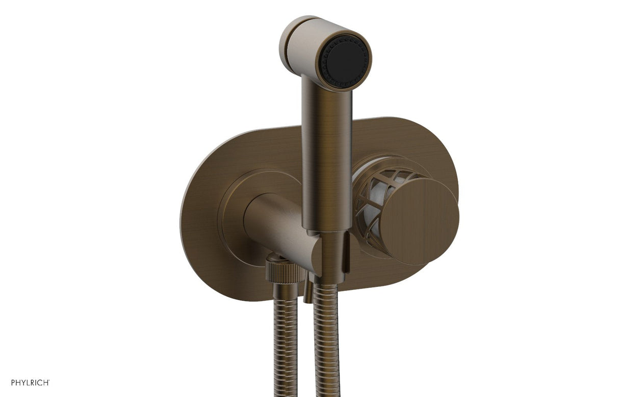 Phylrich 222-64-OEBX051 JOLIE Wall Mounted Bidet, Round Handle with "White" Accents 222-64 - Old English Brass